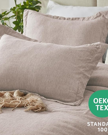 CozyLux King Size Comforter Set - 3 Pieces Warm Taupe Soft Luxury Cationic Dyeing Tan Bedding Comforter for All Season, Breathable Lightweight Fluffy Boho Bed Sets with 1 Comforter and 2 Pillow Shams - LeafyLoom