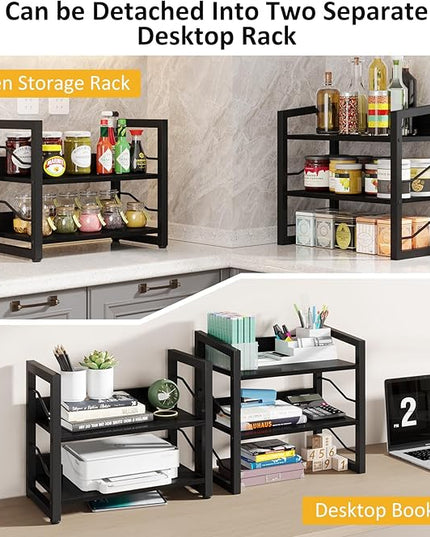 Small Bookshelf with Drawer: 4-Tier Wood Book Shelf Industrial Narrow Bookcase Storage Organizer Metal Stackable Shelves for Desktop Bedroom Living Room Home Office (Black) - LeafyLoom