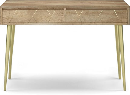 SIMPLIHOME Jager SOLID MANGO WOOD and Metal 48 Inch Wide Contemporary and Mid century Console Table in Natural, for The Living Room, Entryway and Bedroom - LeafyLoom