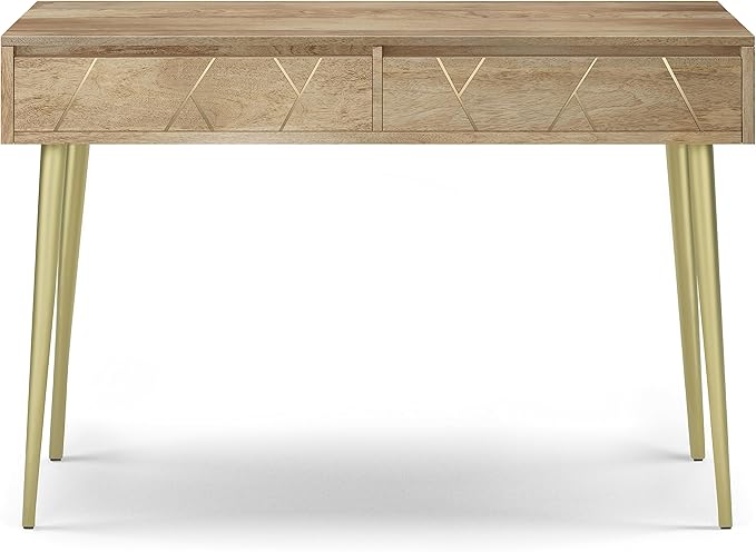 SIMPLIHOME Jager SOLID MANGO WOOD and Metal 48 Inch Wide Contemporary and Mid century Console Table in Natural, for The Living Room, Entryway and Bedroom - LeafyLoom