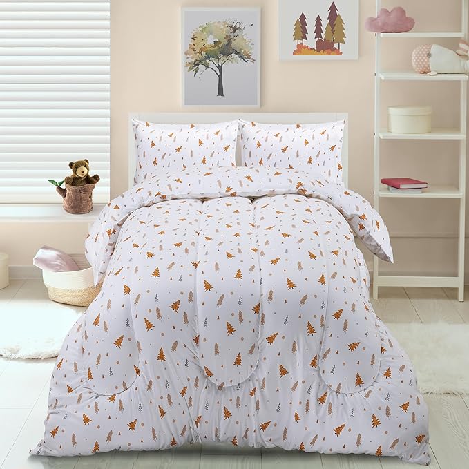 Utopia Bedding All Season Pine Tree Comforter Set with 2 Pillow Cases, 3 Piece Soft Brushed Microfiber Kids Bedding Set for Boys/Girls, Machine Washable (Twin) - LeafyLoom