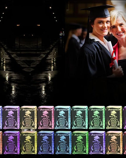 DUOQIAN Class of 2024 Graduation Gifts High School College Graduation Gift for Her Him Unique, 3D Crystal Layser Engraved with Colorful LED Display Base - LeafyLoom