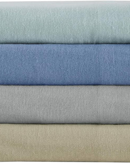 Comfort Spaces Cotton Flannel Breathable Warm Deep Pocket Sheets with Pillow Case Bedding, Queen, Aqua Solid 4 Piece - LeafyLoom
