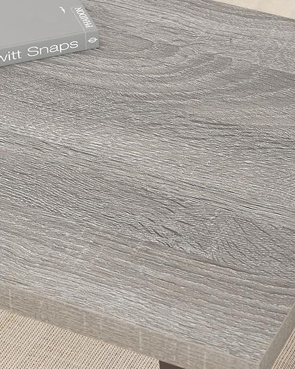 IBF Grey Coffee Table, Wood Metal Coffee Table for Living Room, Farmhouse Minimalist Rustic Center Table, Industrial Simple Rectangle Wooden Cocktail Tea Table for Bedroom, Light Grey Oak, 47 Inch - LeafyLoom
