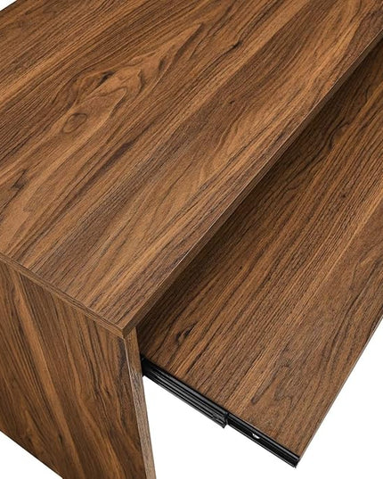Modway Venture Mid-Century Modern L-Shaped Office Desk in Walnut - LeafyLoom