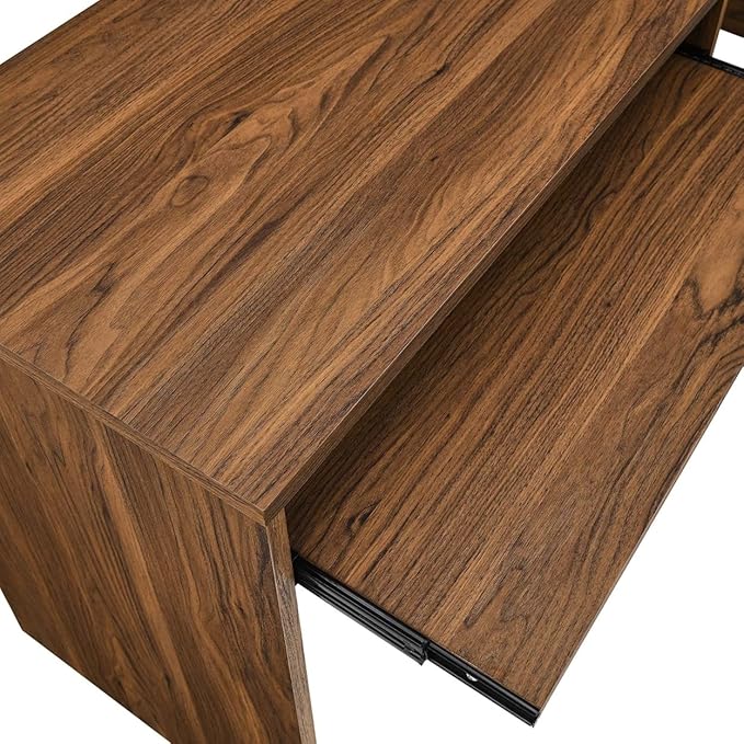 Modway Venture Mid-Century Modern L-Shaped Office Desk in Walnut - LeafyLoom
