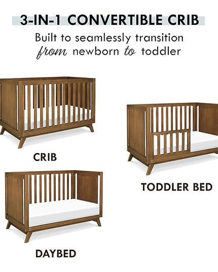 DaVinci Otto 3-in-1 Convertible Crib in Walnut, Greenguard Gold Certified - LeafyLoom