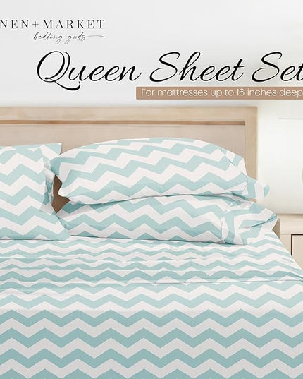 Linen Market 3 Piece Twin Bedding Sheet Set (Turquoise Arrow) - Sleep Better Than Ever with These Ultra-Soft & Cooling Bed Sheets for Your Twin Size Bed - Deep Pocket Fits 16" Mattress - LeafyLoom