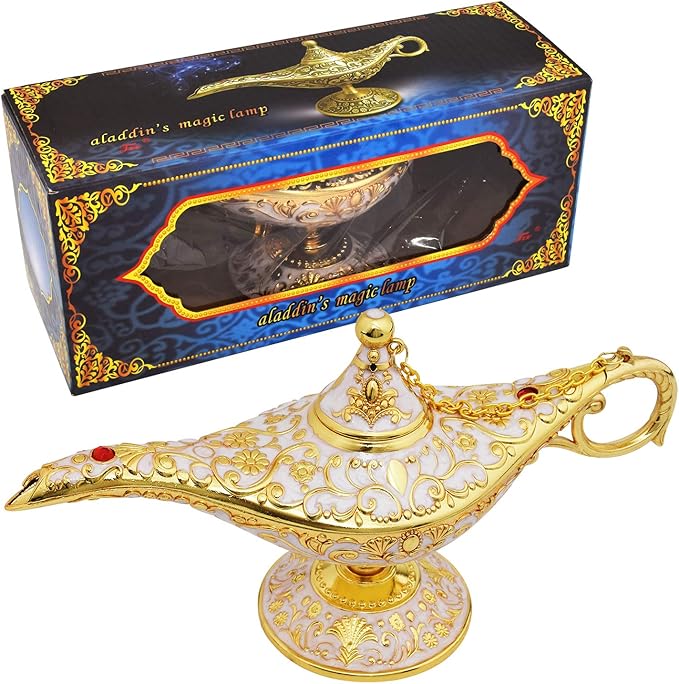 Vintage Legend Aladdin Lamp Magic Genie Wishing Light,Collectable Rare Classic Arabian Costume Props Lamp Tabletop Decor Crafts for Home/Wedding Decoration&Gift for Party/Halloween/Birthday - LeafyLoom