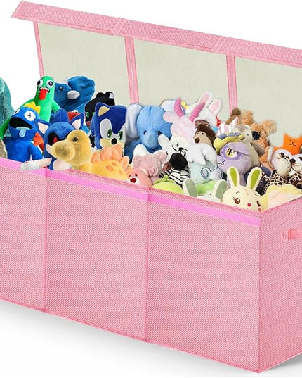 Large Toy Box Chest,Big Toy Storage Organizer,Storage Bins with Lids,Stuffed Animal Storage,Toy Bins for Kids Extra Large,Toddlers,Baby,Girls,Nursery,Living room,playroom(Pink) - LeafyLoom