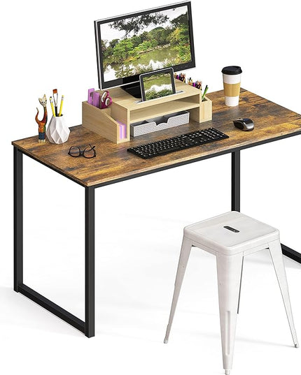 SHW Home Office 40-Inch Computer Desk, Rustic Brown - LeafyLoom