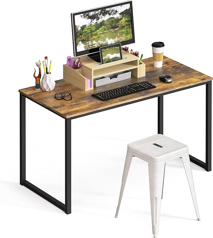 SHW Home Office 40-Inch Computer Desk, Rustic Brown - LeafyLoom