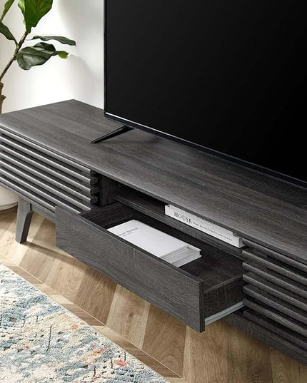Modway Render Mid-Century Modern Low Profile 70 Inch TV Stand in Charcoal, 70" - LeafyLoom