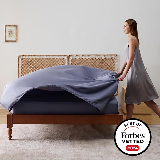 Bedsure King Size Sheet Set, Cooling Sheets King, Rayon Derived from Bamboo, Deep Pocket Up to 16", Breathable & Soft Bed Sheets, Hotel Luxury Silky Bedding Sheets & Pillowcases, Dark Grey - LeafyLoom