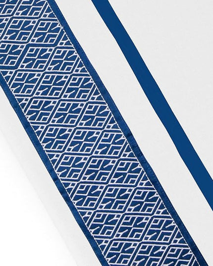 100% Egyptian Cotton Sheets Queen Size - 1000 Thread Count Sheets Queen Size Bed Sheet Set, Long Staple Bedding Sheets, Sateen Weave, Fits Upto 18" Mattress - Navy Blue Embroidered White Sheets - LeafyLoom