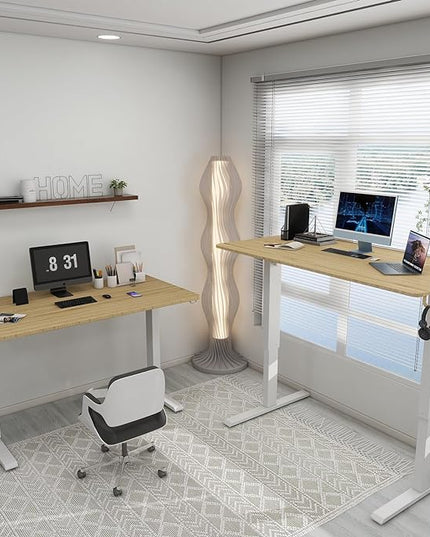 Whole Piece Desktop Manual Standing Desk Adjustable Height- Crank Stand Up Desk, Sit Stand Desk with Frame Computer Desk - LeafyLoom