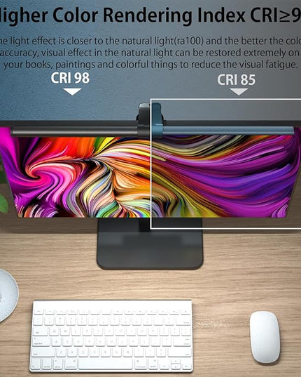 OOWOLF 20.1" Monitor Light Bar with Remote Control, with Backlight, CRI≥98 Dimmable Desk Lamp 3 Color LED Monitor Light Bar, Neutralize Blue-ray Computer Monitor Lamp for Eyes-Care, E-Reading - LeafyLoom