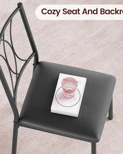 Kitchen Table and Chairs for 4, Dining Table Set for 4 with Upholstered Chairs, Kitchen Table Set Metal and Wood Rectangular Dining Table Set for Small Space, Apartment, Breakfast, Retro Gray - LeafyLoom