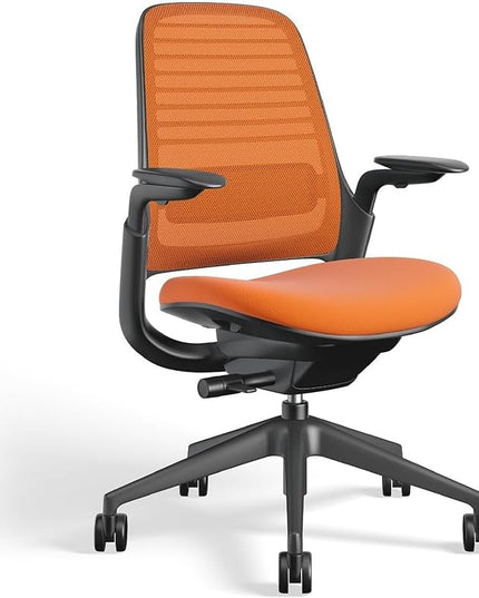 Steelcase Series 1 Office Chair - Ergonomic Work Chair with Wheels for Hard Flooring - Helps Support Productivity - Weight-Activated Controls, Back Supports & Arm Support - Easy Assembly - Tangerine - LeafyLoom
