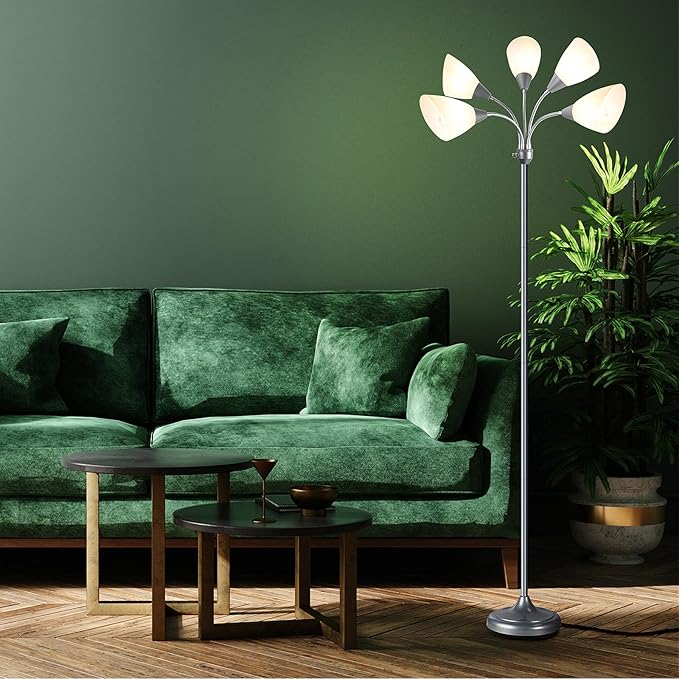 Medusa Floor Lamps Standing Lamps 5 Heads Adjustable Reading Light Large Shade Use E26 A19 Bulb Floor Lamps for Living Room Bedroom by ONEXT - LeafyLoom