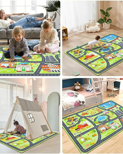 HEBE Kids Play Rug 3'4"x5' ABC Alphabet Numbers Shapes Educational Kid Area Rug Washable Baby Crawling Mat Non Slip Kid Play Mat Carpet for Girl Boy Bedroom Playroom - LeafyLoom