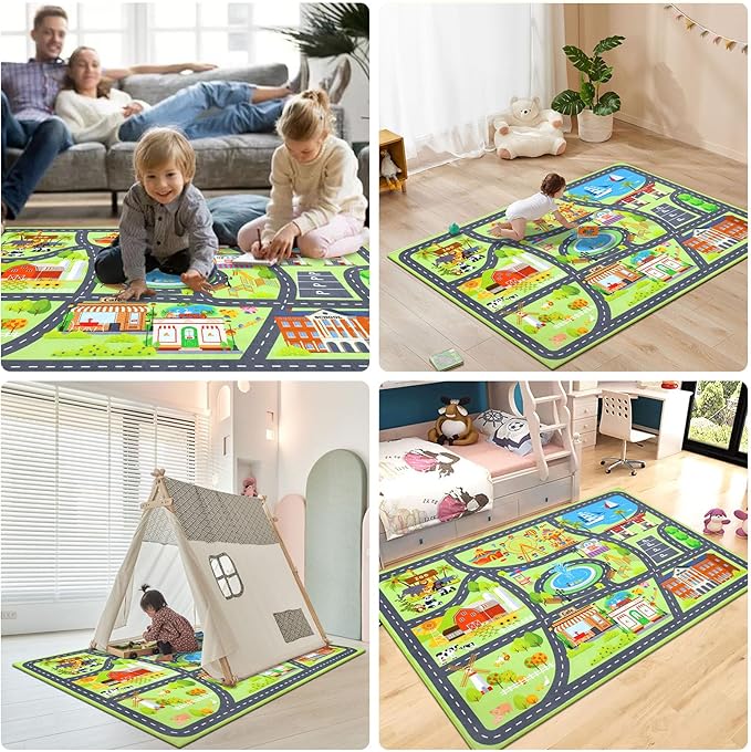 HEBE Kids Play Rug 3'4"x5' ABC Alphabet Numbers Shapes Educational Kid Area Rug Washable Baby Crawling Mat Non Slip Kid Play Mat Carpet for Girl Boy Bedroom Playroom - LeafyLoom