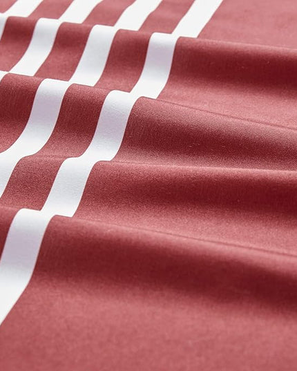 Comfort Spaces Twin Comforter Sets with Sheets - Bed in a Bag 6 Pieces Teen Bedding Sets Twin, Red and Grey Stripes Bedding Twin, College Twin Bed Set with 2 Side Pockets Bedroom Organizer - LeafyLoom
