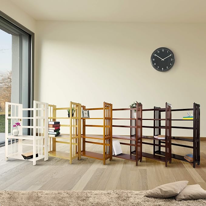 Casual Home 3-Shelf Folding Stackable Bookcase (27.5" Wide)-Walnut - LeafyLoom