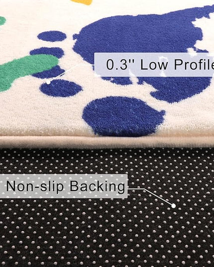 Handprints and Footprints Kids Rug for Playroom, 3'x5' Washable Colorful Nursery Rug for Boys and Girls Room, Ultra Soft Non-Slip Carpet Indoor Mat for Classroom Bedroom - LeafyLoom