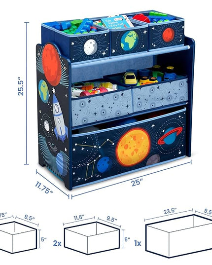 Delta Children Space Adventures Design & Store 6 Bin Toy Storage Organizer - Greenguard Gold Certified, Blue - LeafyLoom