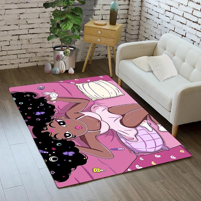 Girls Room Rug Black Girl Magic Rug for Girls Room African American Girls Rugs Bedroom Decor Pink Room Decor for Teen Girls Living Room Soft Floor Rugs, 2'×3' - LeafyLoom