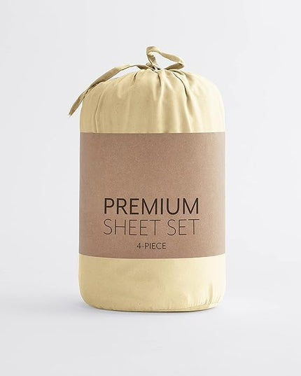 Linen Market Bed Sheets for Twin Size Bed (Gold) - Sleep Better Than Ever with These Soft and Cooling Twin Sheets - Deep Pocket Fits 16" Thick Beds - 3 Piece Twin Sheet Set - LeafyLoom