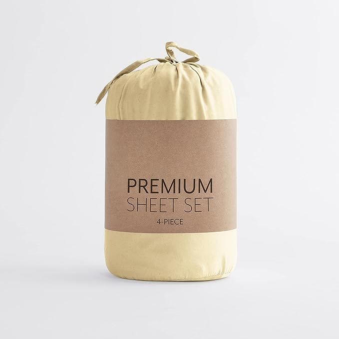 Linen Market Bed Sheets for Twin Size Bed (Gold) - Sleep Better Than Ever with These Soft and Cooling Twin Sheets - Deep Pocket Fits 16" Thick Beds - 3 Piece Twin Sheet Set - LeafyLoom