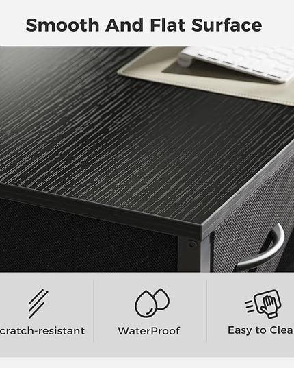 SUPERJARE 47 inch Reversible L Shaped Desk with LED Lights & Power Outlets, Computer Desk with Shelves & Monitor Stand, Gaming Desk with Drawer, Home Office Desk Corner Desk, Black - LeafyLoom