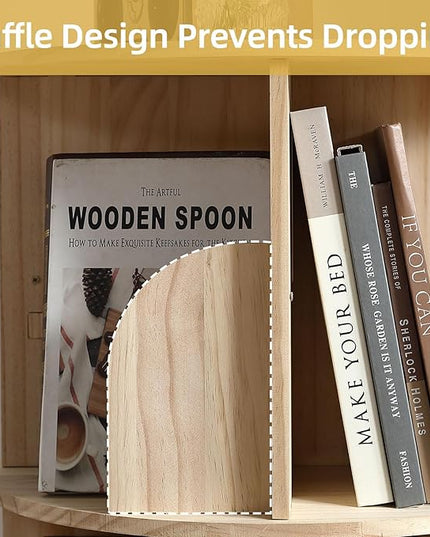 Rotating Bookshelf Tower, 5 Tier 360 Display Spinning Bookshelf, Solid Wood Narrow Book Shelf Organizer for Kid Adult, Corner Floor Standing Bookcase for Bedroom, Living Room, Study Room, Small Space - LeafyLoom