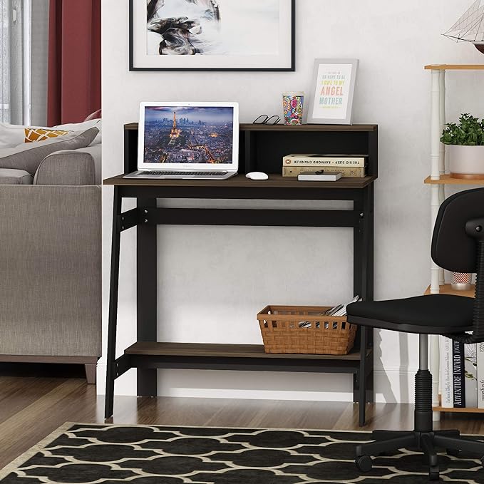 Furinno Simplistic A Frame Computer Desk, 17.9"D x 31.6"W x 35.5"H, Columbia Walnut - LeafyLoom