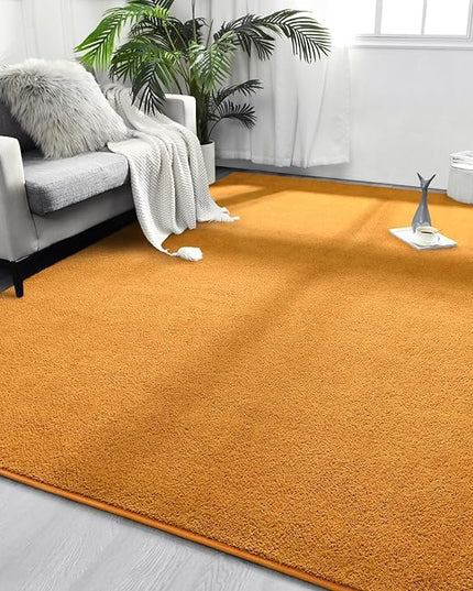 Area Rugs for Bedroom Living Room, 4x6 Orange Super Soft Comfy Thickened Memory-Foam Indoor Carpets, Modern Aesthetic Minimalist Carpet for Boys Girls Adults Apartment Nursery Home Décor - LeafyLoom