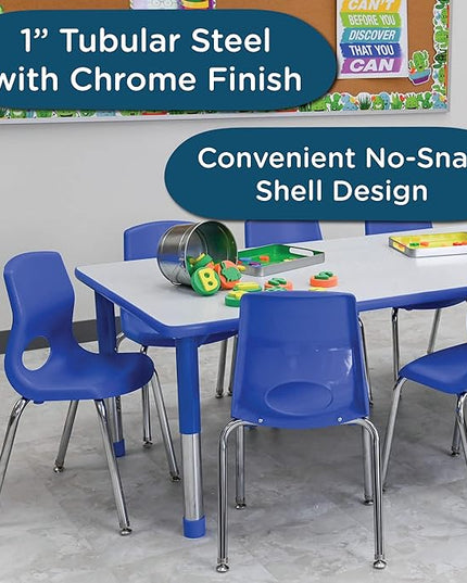 Angeles H, Blue with Chrome Legs MyPosture Children's Chair, 8-inch - LeafyLoom