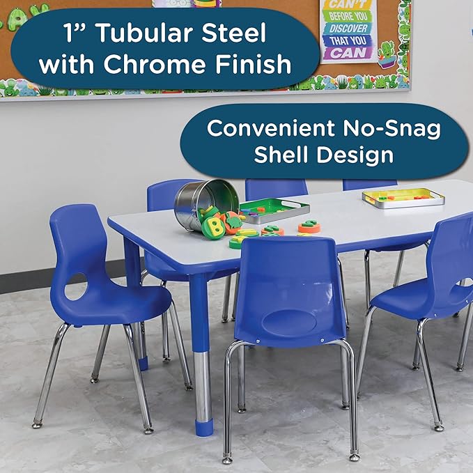 Angeles H, Blue with Chrome Legs MyPosture Children's Chair, 8-inch - LeafyLoom