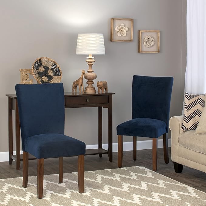 HomePop Parsons Classic Dining Room Tables and Chairs, Pack of 2, Dark Navy - LeafyLoom