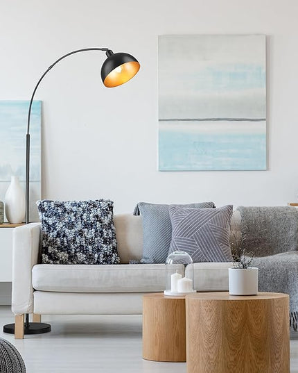 Arch Floor Lamp with Remote Control, Farmhouse Industrial Standing Lamp, 70” Dimmable Tall Lamp with 360° Adjustable Hanging Metal Shade, Over Couch Lamps with 9W LED Bulb (Black) - LeafyLoom