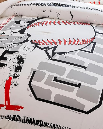 Baseball Comforter Twin,Sports Bedding Set for Boys,Boys Baseball Bedding Set Twin,Teen Boy Comforter with 2 Pillowcases - LeafyLoom