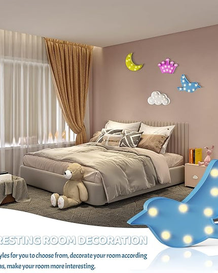 Blue Bird Decor, Battery Powered Bird Night Light for Kids, Pink Party Decorations, Baby Night Light for Bedroom, Toddler Night Lights, Girls Room Decor - LeafyLoom