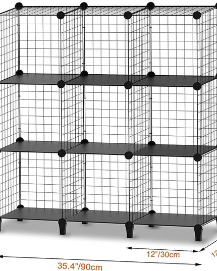 HOMIDEC Cube Storage, Storage Shelves 9 Cube Bookshelf Bookcase Closet Organizer and Storage Wire Storage Cube Multi-Use DIY Storage Cube Shelf for Books, Toys, Clothes, Tools - LeafyLoom