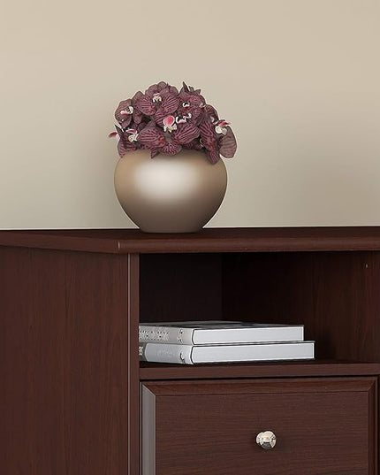 Bush Furniture Cabot Desks for Home Office with Storage and Chrome Hardware | Elegant Computer Table with Drawers, 72W, Harvest Cherry - LeafyLoom