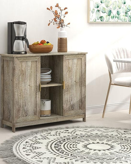 TaoHFE Farmhouse Buffet Cabinet,Farmhouse Credenza Cabinet,Farmhouse Sideboard Storage Cabinet,Coffee Bar Cabinet Buffet Table Thin Cabinet for Narrow Spaces Entry Cabinet Hallway Cabinet Dining Room - LeafyLoom
