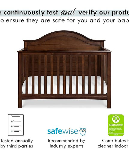 Carter's by DaVinci Nolan 4-in-1 Convertible Crib in Espresso, Greenguard Gold Certified, 57.5x30.8x47 Inch (Pack of 1) - LeafyLoom