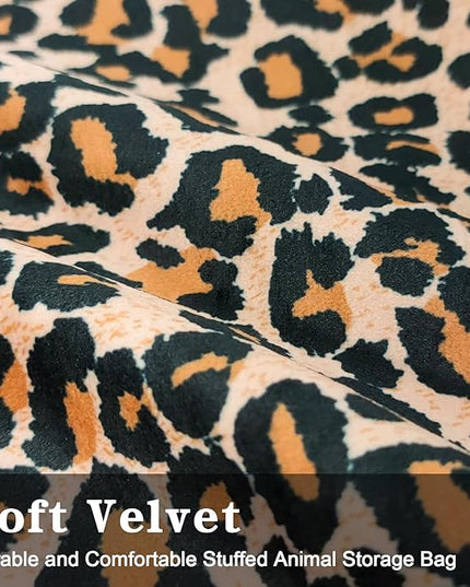 Jorbest Stuffed Animal Storage Bean Bag Chair Cover for Kids and Adults, Bean Bag Stuffed Animal Storage, Luxury Velvet Leopard Print Bean Bag Covers Only without Filling, (200L/52 Gal) - LeafyLoom
