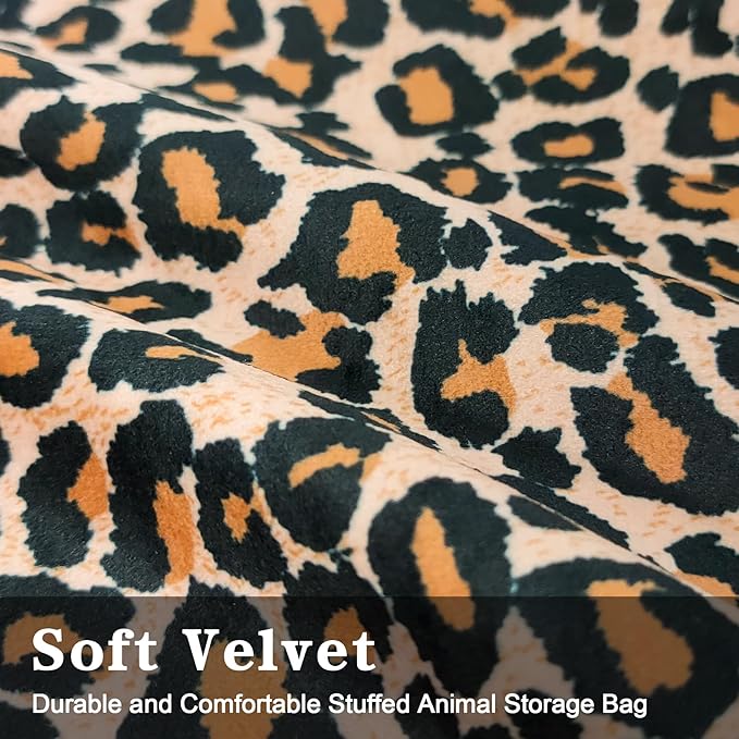 Jorbest Stuffed Animal Storage Bean Bag Chair Cover for Kids and Adults, Bean Bag Stuffed Animal Storage, Luxury Velvet Leopard Print Bean Bag Covers Only without Filling, (200L/52 Gal) - LeafyLoom