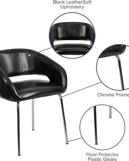 Flash Furniture Fusion Series Contemporary Black LeatherSoft Side Reception Chair - LeafyLoom